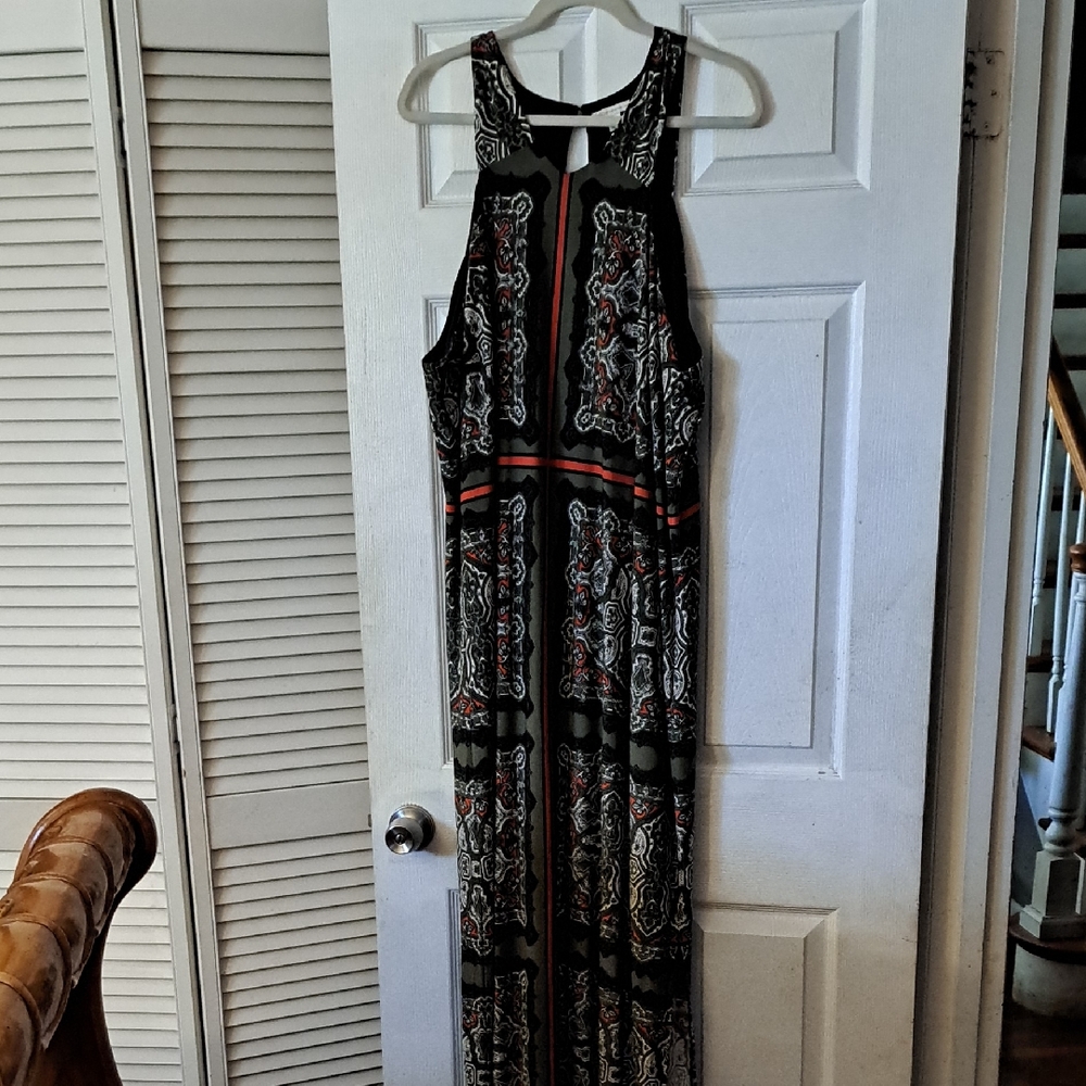 Cato Black and Red Patterned Maxi Dress